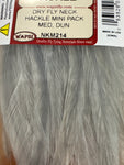 DRY FLY NECK HACKLE MINI PACK MED, DUN