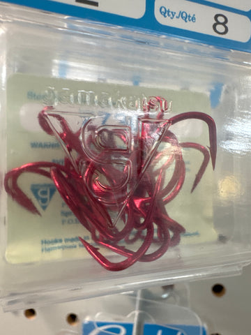 GAMA RED EWG TREBLE HOOK (9), SZ.2