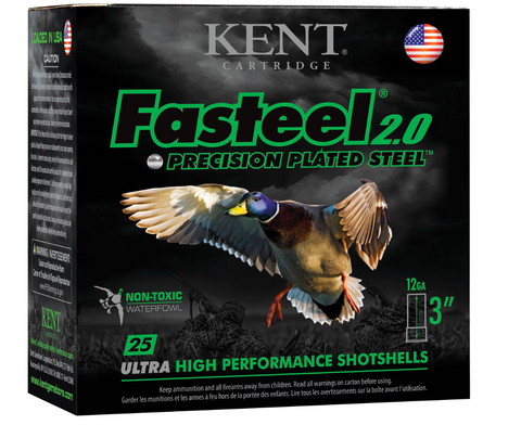 KENT FASTEEL 2.0 12GA 3",1-1/4 OZ #BB PRECISION PLATED STEEL (1500FPS) (25)