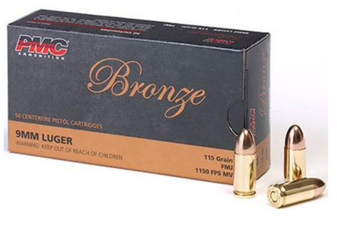 PMC BRONZE AMMO 9MM LUGER 115GR FMJ (50)