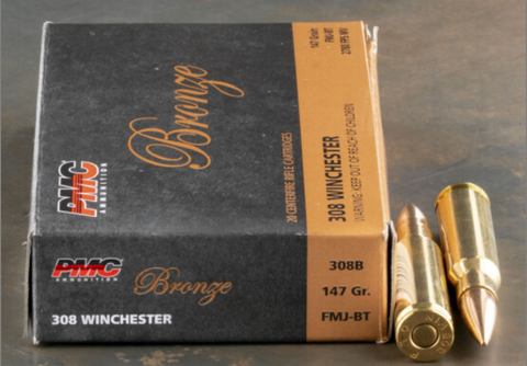 PMC BRONZE AMMO 308 WIN(7.62 NATO) 147GR FMJ-BT (20)