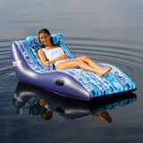 Aqua Leisure Ultra Cushioned Comfort Lounge Hawaiian Wave Print w/Adjustable Pillow [APL17014S2]