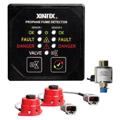 Fireboy-Xintex Propane Fume Detector, 2 Channel, 2 Sensors, Solenoid Valve  Control  20 Cable - 24V DC [P-2BS-24-R]