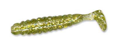 Slider Crappie Grubs 1.5" 15ct Green Gold Glitter