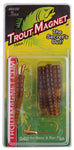 Leland   The Trout Magnet is so irresistible because its balanced design allows it to fall horizontally rather than vertically. With an E-Z Trout Float, it flows along with the stream, and with a few added twitches from the tip of your rod, create a subtle, lifelike action that fools the strikes out of trout.  Includes two Trout Magnet jigheads and seven bodies.