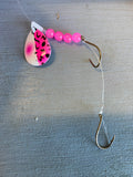 Walleye spinner double hook